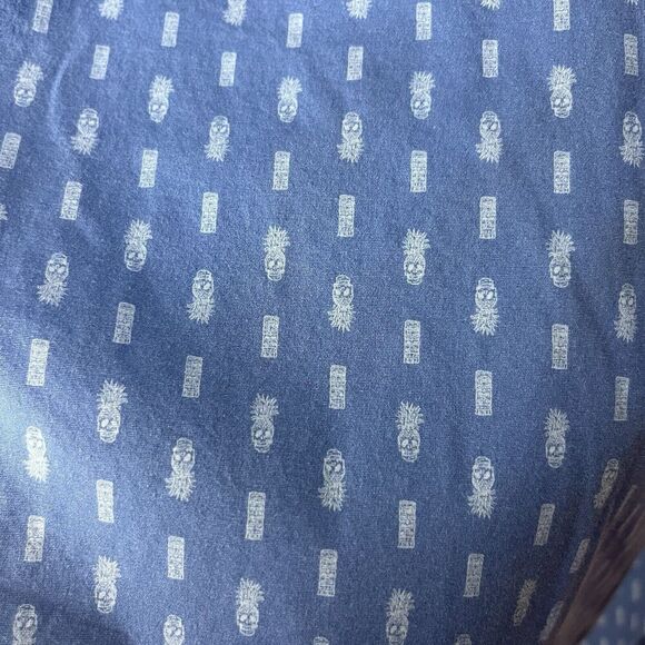 Peter Millar Skull Tiki Button Up Shirt Men Sz L Blue Skull Print Classic Fit​​ - Picture 5 of 7